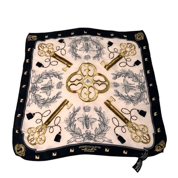 My Flat in London Gold and Black Scarf with Key Lock Motifs - Picture 3 of 8